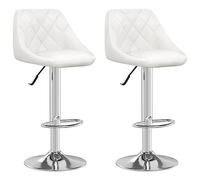 vidaXL Lot de 2 Tabourets de Bar, Chaise de Pub, Siège de Bistrot, Meuble de Salle à Manger Cuisine Salon Maison Intérieur, Blanc Similicuir