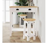 vidaXL Lot de 2 tabourets de bar, chaise de pub blanc, bois massif de pin
