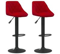 vidaXL Lot de 2 Tabourets de Bar, Chaise de Pub, Siège de Bistrot, Meuble de Salle à Manger Cuisine Salon Maison Intérieur, Rouge Bordeaux Velours