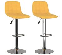 vidaXL Tabourets de bar – Lot de 2 en tissu jaune