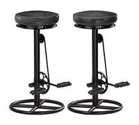 vidaXL Lot de 2 Tabourets de Bar, Chaise de Pub, Siège de Bistrot, Meuble de Salle à Manger Cuisine Salon Maison Intérieur, Noir Cuir Véritable de Chèvre