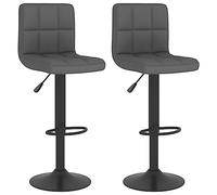 vidaXL Lot de 2 Tabourets de Bar, Chaise de Pub, Siège de Bistrot, Meuble de Salle à Manger Cuisine Salon Maison Intérieur, Gris Foncé Tissu