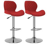 vidaXL Tabourets de bar Lot de 2 – Velours Rouge bordeaux – Réglables en hauteur