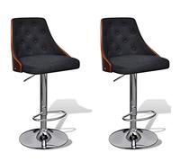 vidaXL Lot de 2 Tabourets de Bar, Chaise de Pub, Siège de Bistrot, Meuble de Salle à Manger Cuisine Salon Maison Intérieur, Bois Courbé et Tissu