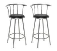 vidaXL Tabourets de bar 2 pcs Noir Similicuir