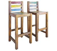 vidaXL Tabourets de bar lot de 2 bois massif de récupération