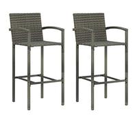 vidaXL Lot de 2 Tabourets de Bar, Chaise de Pub, Siège de Bistrot, Meuble de Salle à Manger Cuisine Salon Maison Intérieur, Gris Résine Tressée