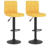 vidaXL Lot de 2 Tabourets de Bar, Chaise de Pub, Siège de Bistrot, Meuble de Salle à Manger Cuisine Salon Maison Intérieur, Jaune Moutarde Tissu