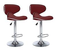 vidaXL Lot de 2 Tabourets de Bar, Chaise de Pub, Siège de Bistrot, Meuble de Salle à Manger Cuisine Salon Maison Intérieur, Rouge Bordeaux Similicuir