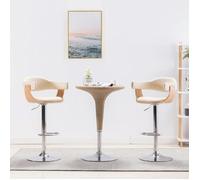 Vidaxl Tabourets De Bar 2 Pcs Crème Bois Courbé Et Similicuir