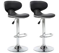 vidaXL Lot de 2 Tabourets de Bar, Chaise de Pub, Siège de Bistrot, Meuble de Salle à Manger Cuisine Salon Maison Intérieur, Noir Similicuir
