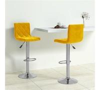 vidaXL Lot de 2 tabourets de bar en velours jaune moutarde – siège de bistrot
