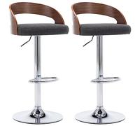 Tabourets de bar 2 pcs Gris foncé Tissu et bois courbé - VidaXL