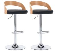vidaXL Lot de 2 Tabourets de Bar, Chaise de Pub, Siège de Bistrot, Meuble de Salle à Manger Cuisine Salon Maison Intérieur, Noir Similicuir et Bois Courbé