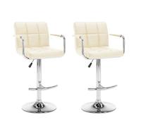 vidaXL Lot de 2 Tabourets de Bar, Chaise de Pub, Siège de Bistrot, Meuble de Salle à Manger Cuisine Salon Maison Intérieur, Crème Similicuir