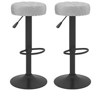 vidaXL Lot de 2 Tabourets de Bar, Chaise de Pub, Siège de Bistrot, Meuble de Salle à Manger Cuisine Salon Maison Intérieur, Gris Velours