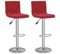 vidaXL Lot de 2 Tabourets de Bar, Chaise de Pub, Siège de Bistrot, Meuble de Salle à Manger Cuisine Salon Maison Intérieur, Rouge Bordeaux Velours