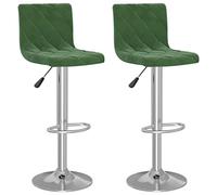 vidaXL Lot de 2 tabourets de bar – Chaise de pub en velours, siège de bistrot – Vert foncé