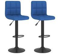 vidaXL Lot de 2 Tabourets de bar – Tissu bleu, siège de bistrot pour cuisine et salon