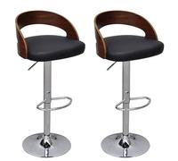 Lot de 2 Tabourets de Bar, Chaise de Pub, Siège de Bistrot, Meuble de Salle à Manger Cuisine Salon Maison Intérieur, Bois Courbé