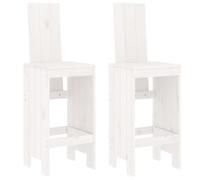 vidaXL Lot de 2 Tabourets de Bar, Chaise de Pub, Siège de Bistrot, Meuble de Terrasse Balcon Patio Jardin Extérieur, Blanc Bois Massif de Pin