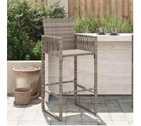 vidaXL Lot de 2 Tabourets de Bar de Jardin, Chaise de Pub, Siège de Bistrot, Meuble de Terrasse Balcon Patio Extérieur, Gris Résine Tressée