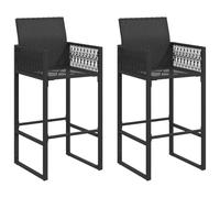 vidaXL Lot de 2 Tabourets de Bar de Jardin, Chaise de Pub, Siège de Bistrot, Meuble de Terrasse Balcon Patio Extérieur, Noir Résine Tressée