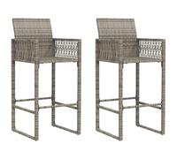 Vidaxl Tabourets De Bar De Jardin Lot De 2 Gris Résine Tressée