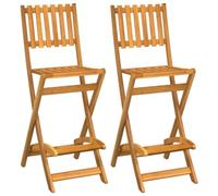 vidaXL Lot de 2 Tabourets de Bar d'Extérieur Pliants, Chaise de Pub, Siège de Bistrot, Meuble de Terrasse Balcon Patio, Bois d'Acacia
