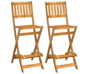 vidaXL Lot de 2 Tabourets de Bar d'Extérieur Pliants, Chaise de Pub, Siège de Bistrot, Meuble de Terrasse Balcon Patio, Bois d'Acacia