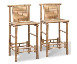 vidaXL Lot de 2 tabourets de bar en bambou, durables, résistants aux intempéries, dossier robuste pour plus de confort, adaptés pour la maison, le jardin, l'arrière-cour
