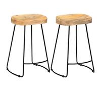 vidaXL Lot de 2 Tabourets de Bar Gavin, Chaise de Pub, Siège de Bistrot, Meuble de Salle à Manger Cuisine Salon Maison Intérieur, Bois de Manguier Massif