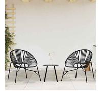 vidaXL Ensemble de 3 chaises de jardin poly rotin noir