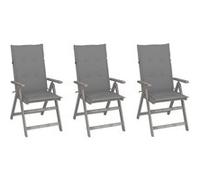 Lot de 8 Chaises Inclinables de Jardin avec Coussins Siège Gris Acacia vidaXL