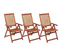 vidaXL Lot de 3 Chaises Pliables de Jardin, Fauteuil avec Accoudoirs, Sièges avec Dossier Patio Terrasse Extérieur, Bois d'Acacia Solide