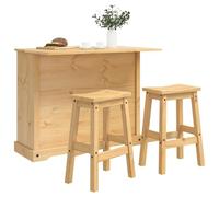vidaXL Lot de 3 îlots de cuisine avec tiroir Corona en cire de miel, îlot de cuisine rustique, bois de pin pour rangement, grand espace, couvercle pliable, design fonctionnel