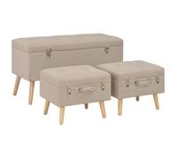 vidaXL Tabourets de rangement – Bout de lit et repose-pied en tissu – Lot de 3
