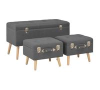 Tabourets De Rangement 3 Pcs Gris Foncé Tissu Gris