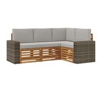 vidaXL Lot de 4 canapés avec coussins en bois d'acacia massif, salon de jardin moderne et confortable pour une assise parfaite