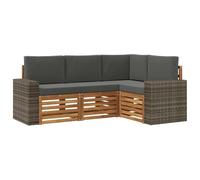 vidaXL Lot de 4 canapés avec coussins en bois d'acacia massif, salon de jardin moderne et confortable pour une assise parfaite