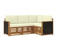 vidaXL Lot de 4 canapés avec coussins en bois d'acacia massif, salon de jardin moderne et confortable pour une assise parfaite