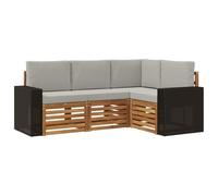 vidaXL Lot de 4 canapés de jardin avec coussins en bois d'acacia massif - Moderne et confortable - Pour une assise parfaite