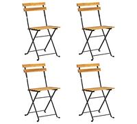 vidaXL Lot de 4 Chaises de Bistro Pliables, Sièges de Jardin avec Dossier, Meubles de Terrasse Patio Extérieur, Bois d'Acacia Massif