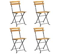 vidaXL Lot de 4 Chaises de Bistro Pliables, Sièges de Jardin avec Dossier, Meubles de Terrasse Patio Extérieur, Bois d'Acacia Massif