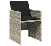 vidaXL Lot de 4 Chaises de Jardin avec Coussins, Sièges de Terrasse, Chaises de Balcon, Meubles de Patio Extérieur, Gris Clair Poly Rotin