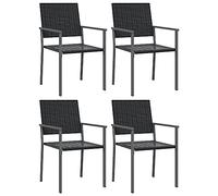 Vidaxl Chaises De Jardin Lot De 4 Noir 54x62,5x89 Cm Résine Tressée