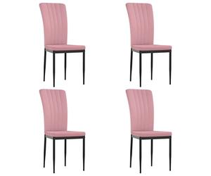 vidaXL Lot de 4 chaises de salle à manger restaurant avec dossier pour dîner meubles ensemble de restaurant en velours rose