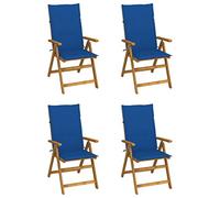 vidaXL Chaises inclinables de jardin – Lot de 4 avec coussins, bois acacia