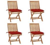 Vidaxl Chaises Pliables De Jardin Avec Coussins 4 Pcs Teck Solide