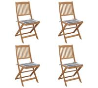 Vidaxl Chaises Pliables De Jardin 4 Pcs Avec Coussins Bois D'acacia